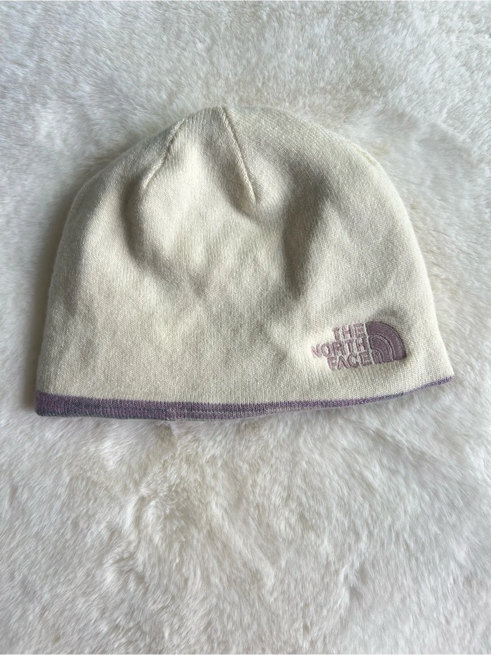 The North Face Beanie Hat kids size - Purple Gray - reversible